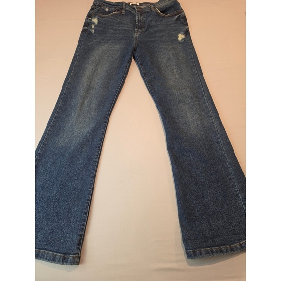 Kensie Denim - Kensie Jeans The Tessa High Rise Bootcut Distressed Dark Wash Denim Womens 12/31